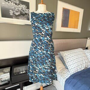 / L.L. Bean Signature Bird Print Sleeveless Dress 100% Cotton Summer US 8